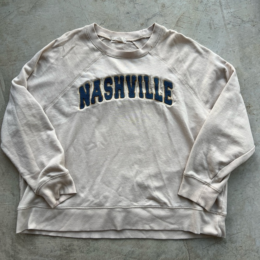 Altar’d State Cropped Stitched Puffy Letter Nashville Sweatshirt Sz. Small